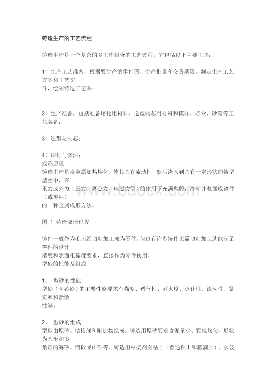 铸造生产的工艺流程.docx