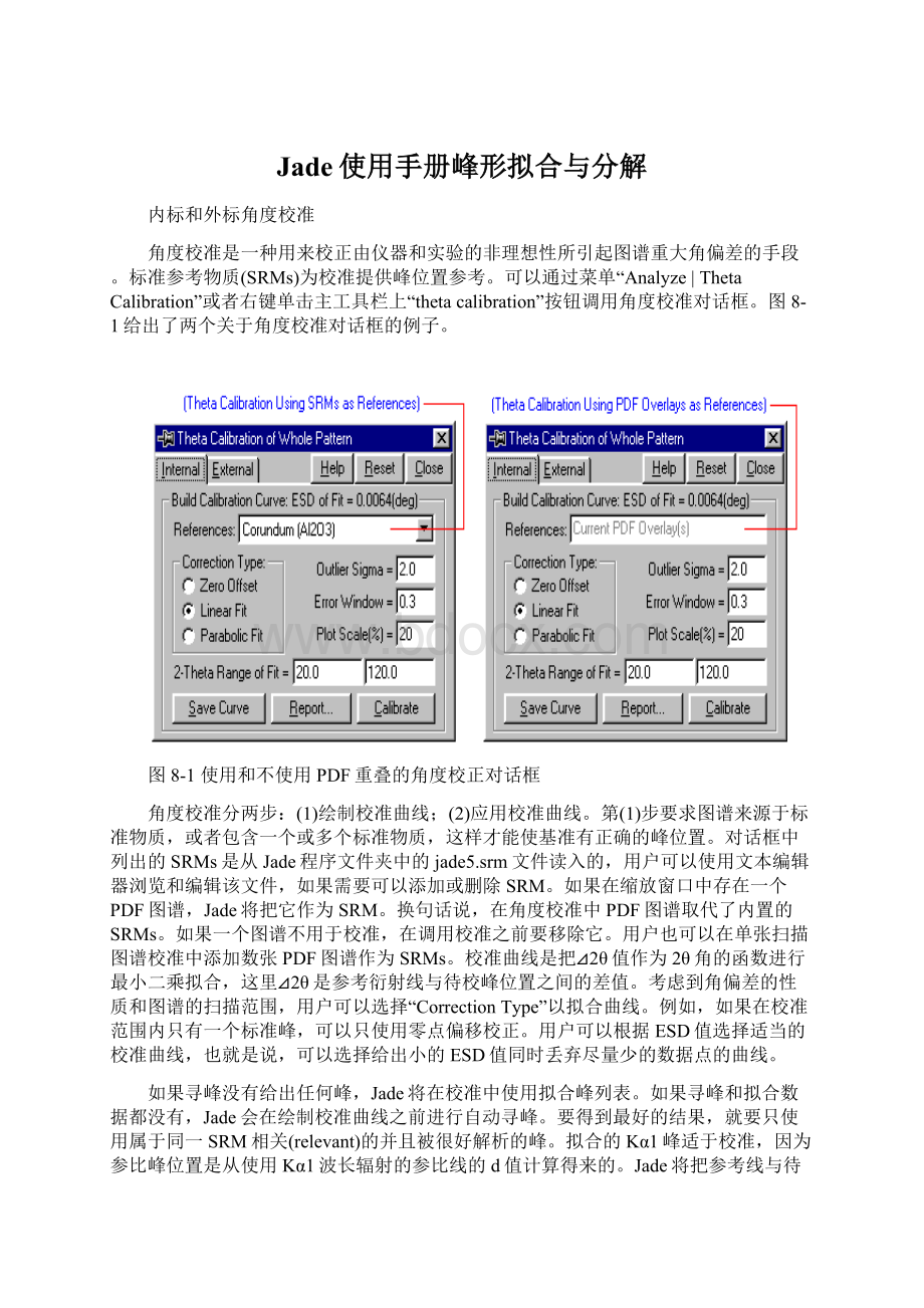 Jade使用手册峰形拟合与分解Word文档格式.docx_第1页