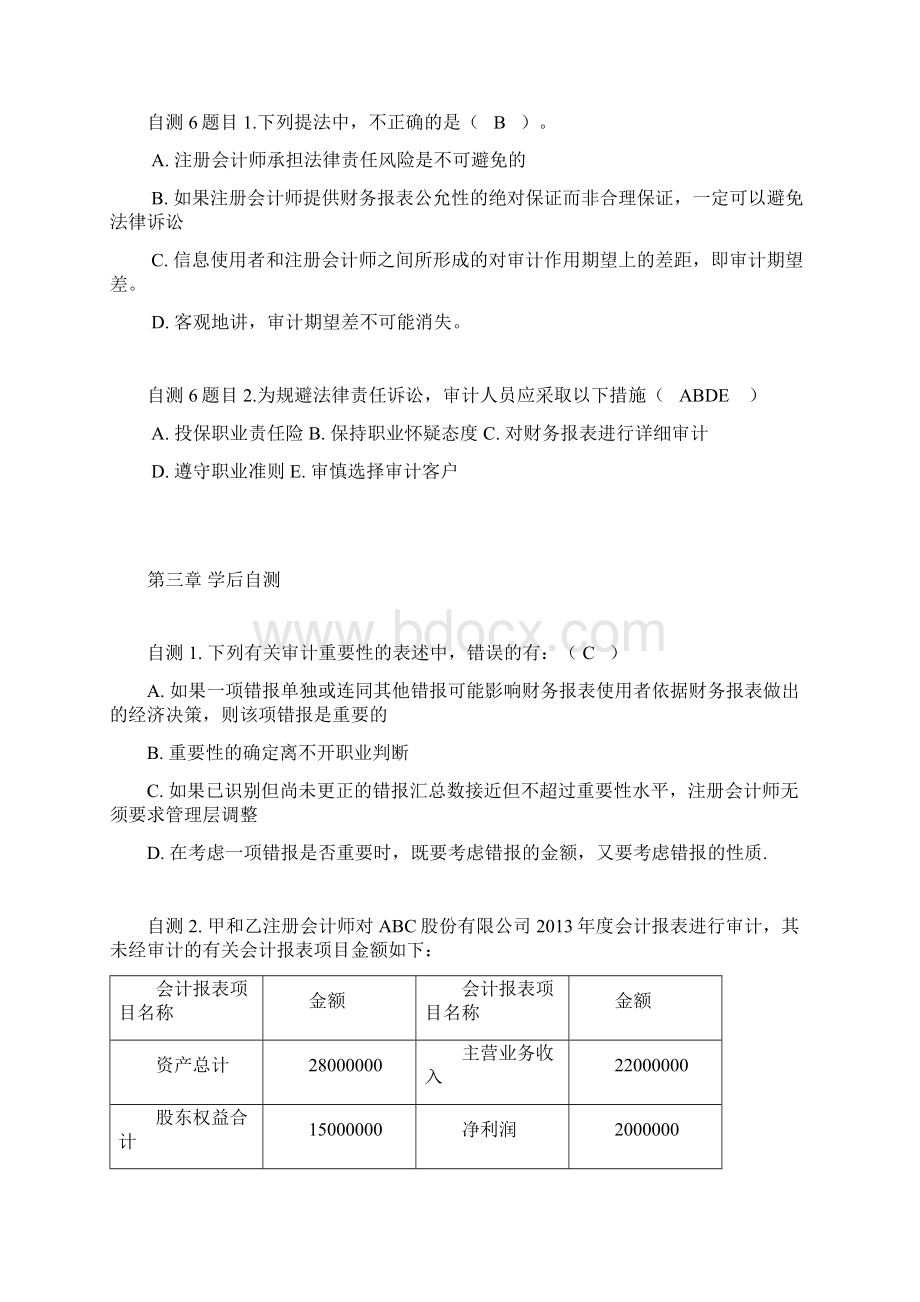 《审计学》学后自测第1章第11章.docx_第3页