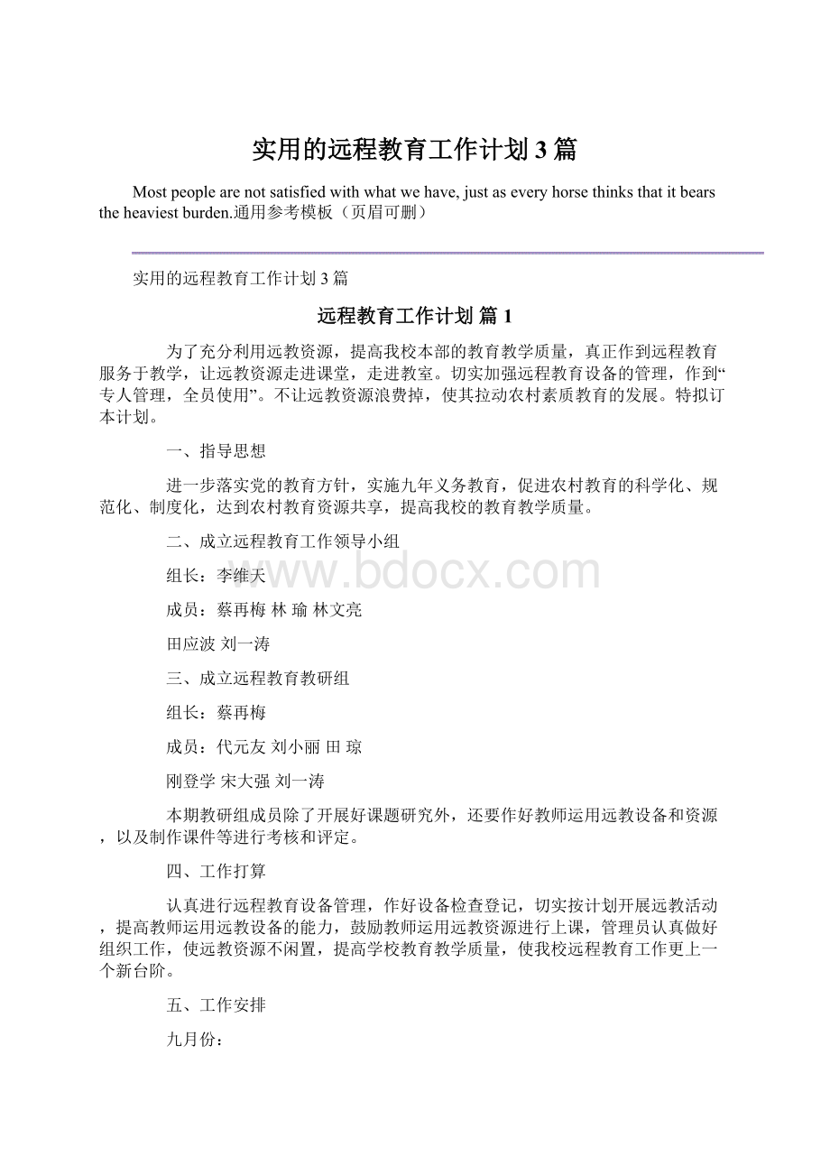 实用的远程教育工作计划3篇文档格式.docx