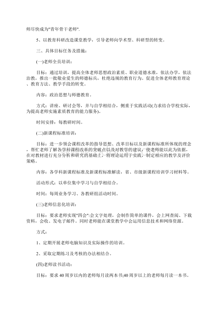 小学教师培训工作计划.docx_第3页