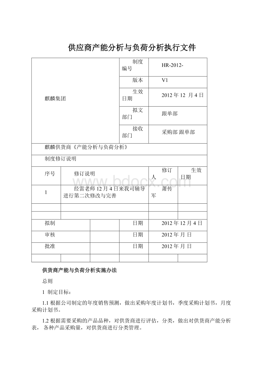 供应商产能分析与负荷分析执行文件.docx_第1页