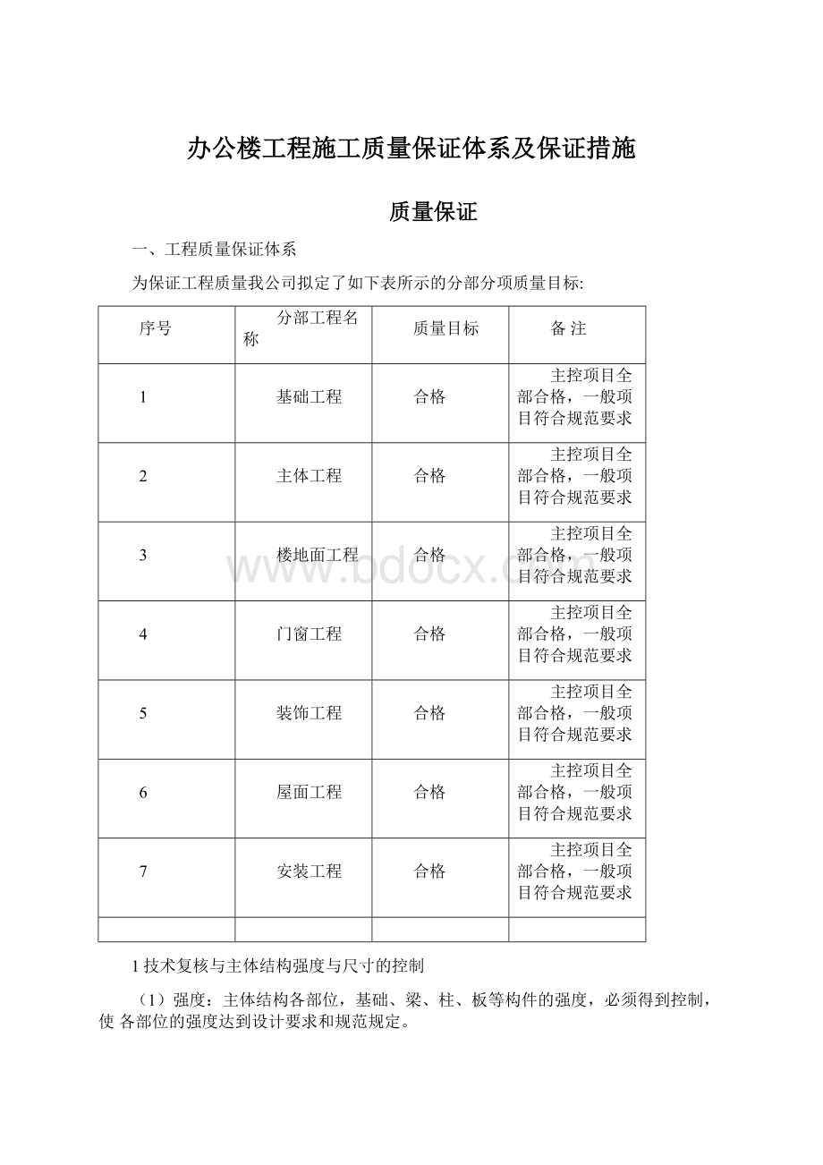 办公楼工程施工质量保证体系及保证措施.docx