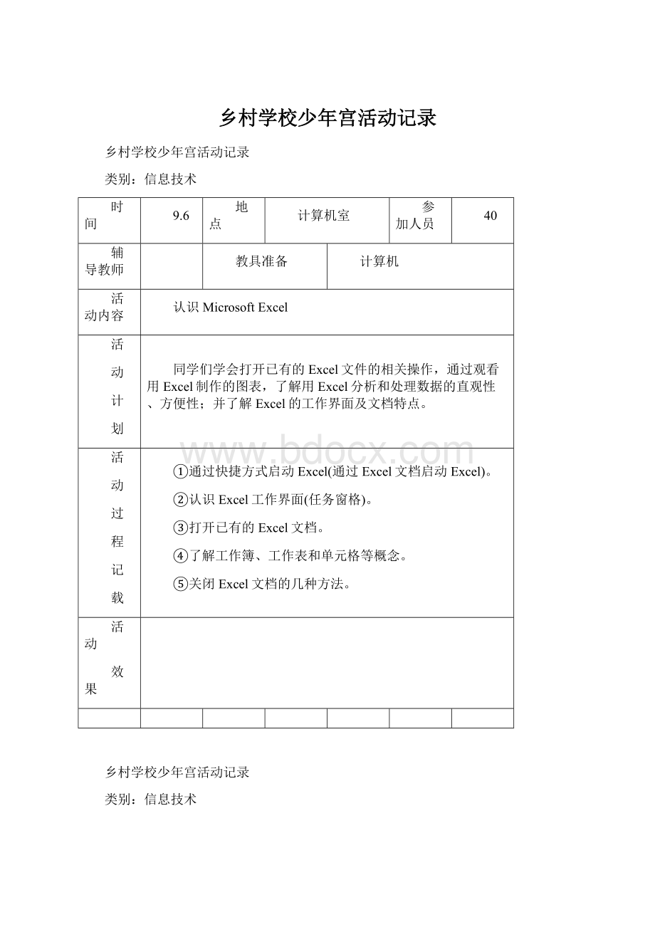 乡村学校少年宫活动记录Word下载.docx_第1页