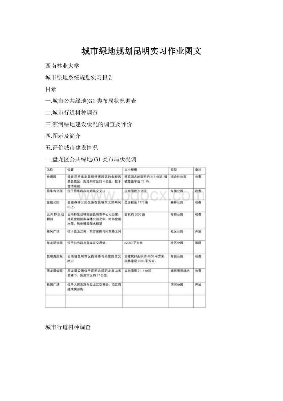 城市绿地规划昆明实习作业图文Word文档格式.docx_第1页