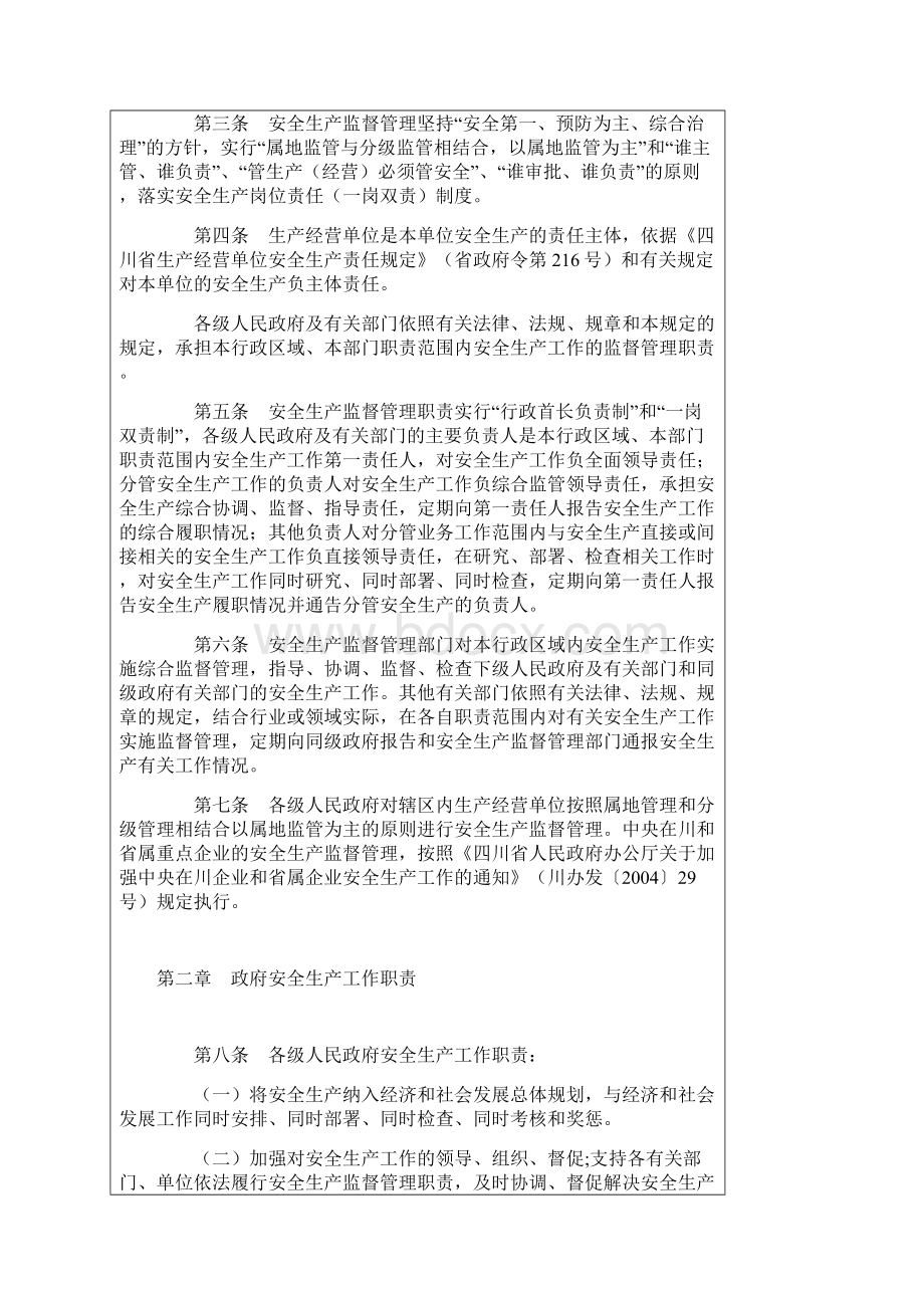 整理四川省各级人民政府及有关部门安全生产监督管理职责规定Word文件下载.docx_第2页