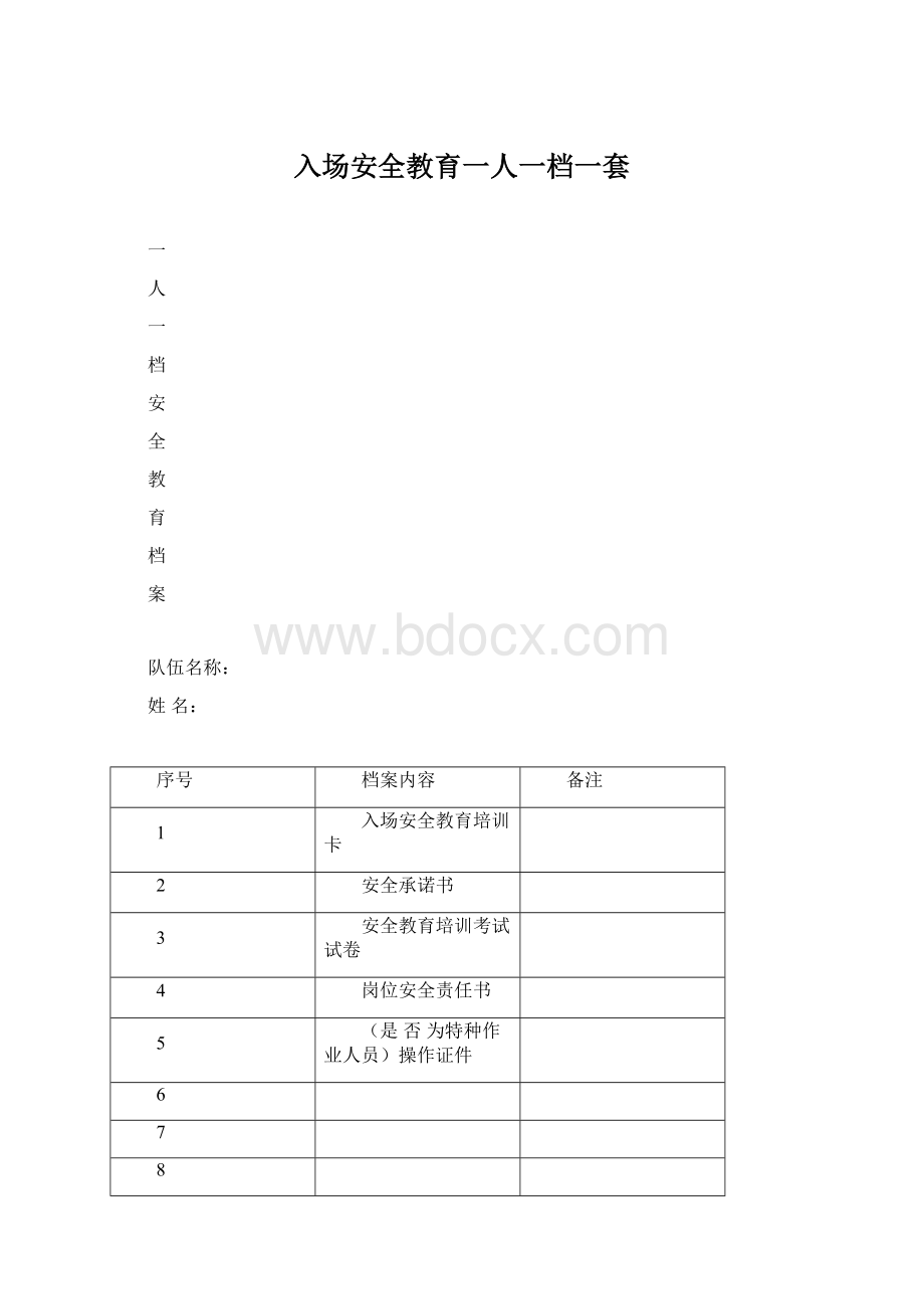 入场安全教育一人一档一套.docx_第1页