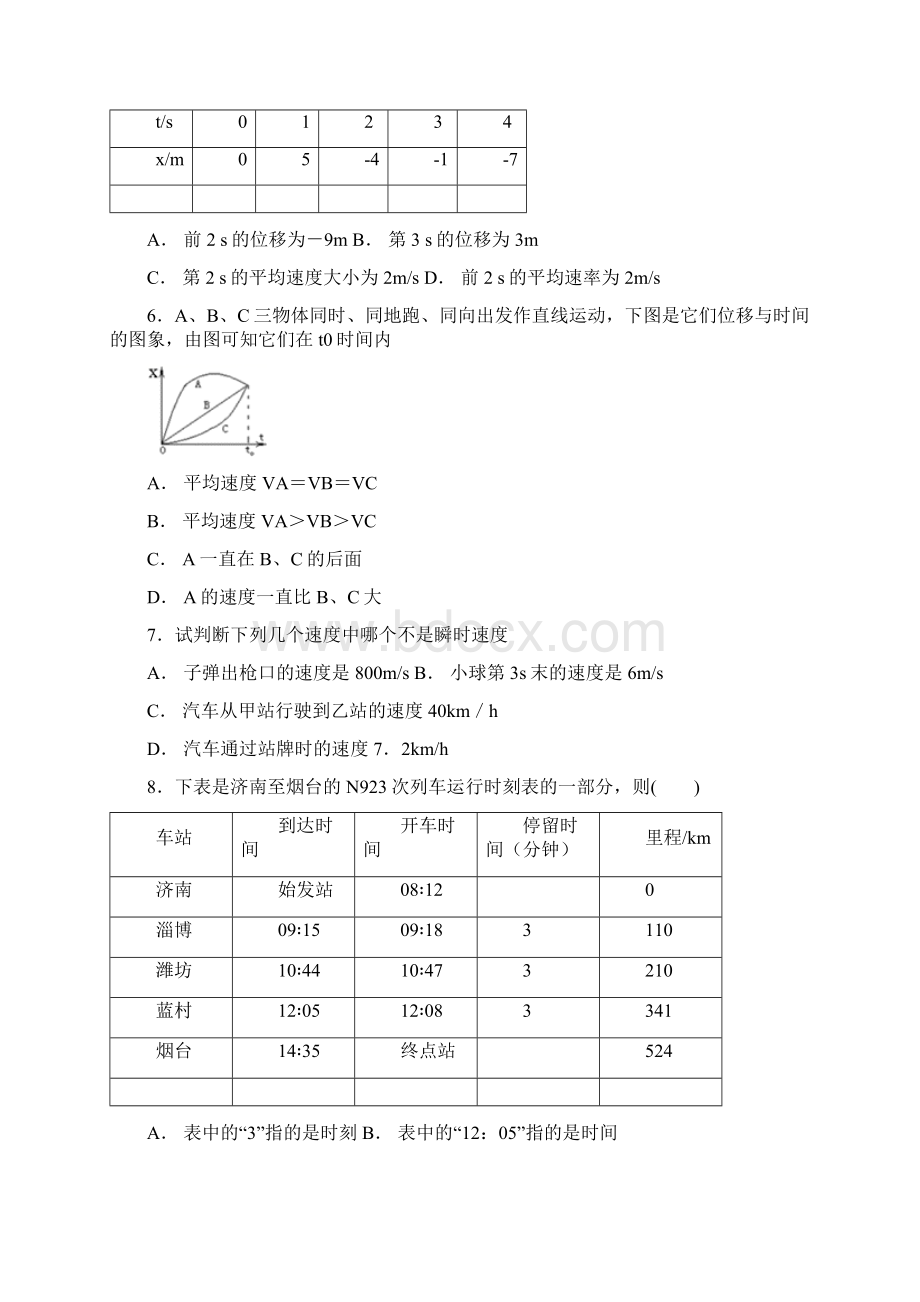 学年河北省蠡县中学高一月考物理试题文档格式.docx_第2页