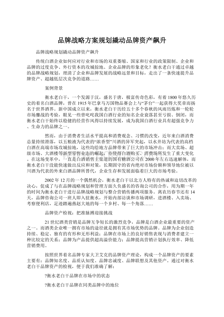 品牌战略方案规划撬动品牌资产飙升Word文件下载.docx