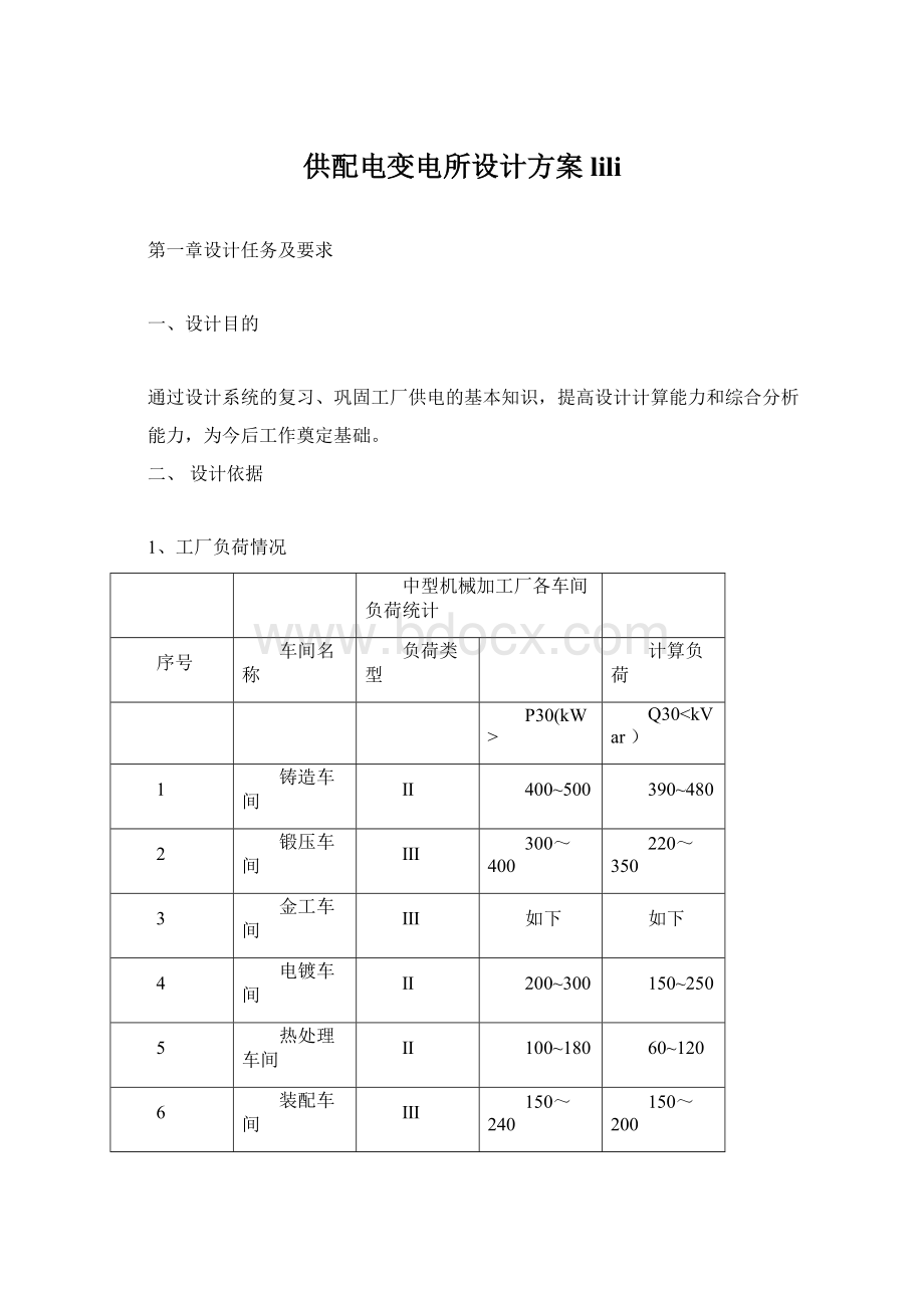 供配电变电所设计方案liliWord格式.docx_第1页