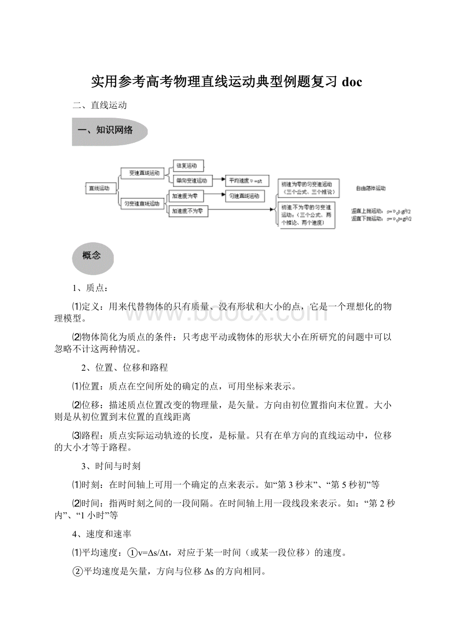 实用参考高考物理直线运动典型例题复习doc.docx