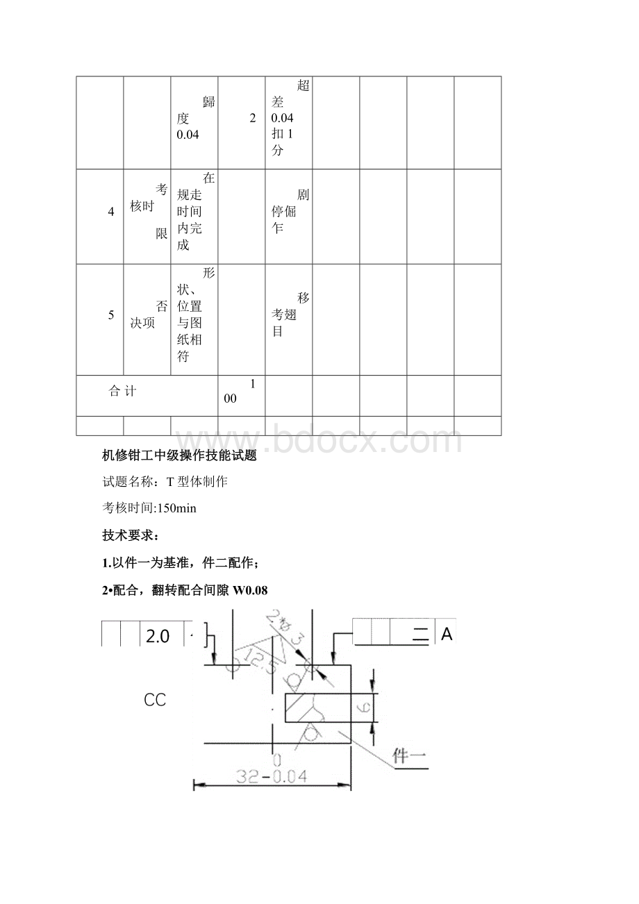 机修钳工中级操作技能考核评分记录表.docx_第3页