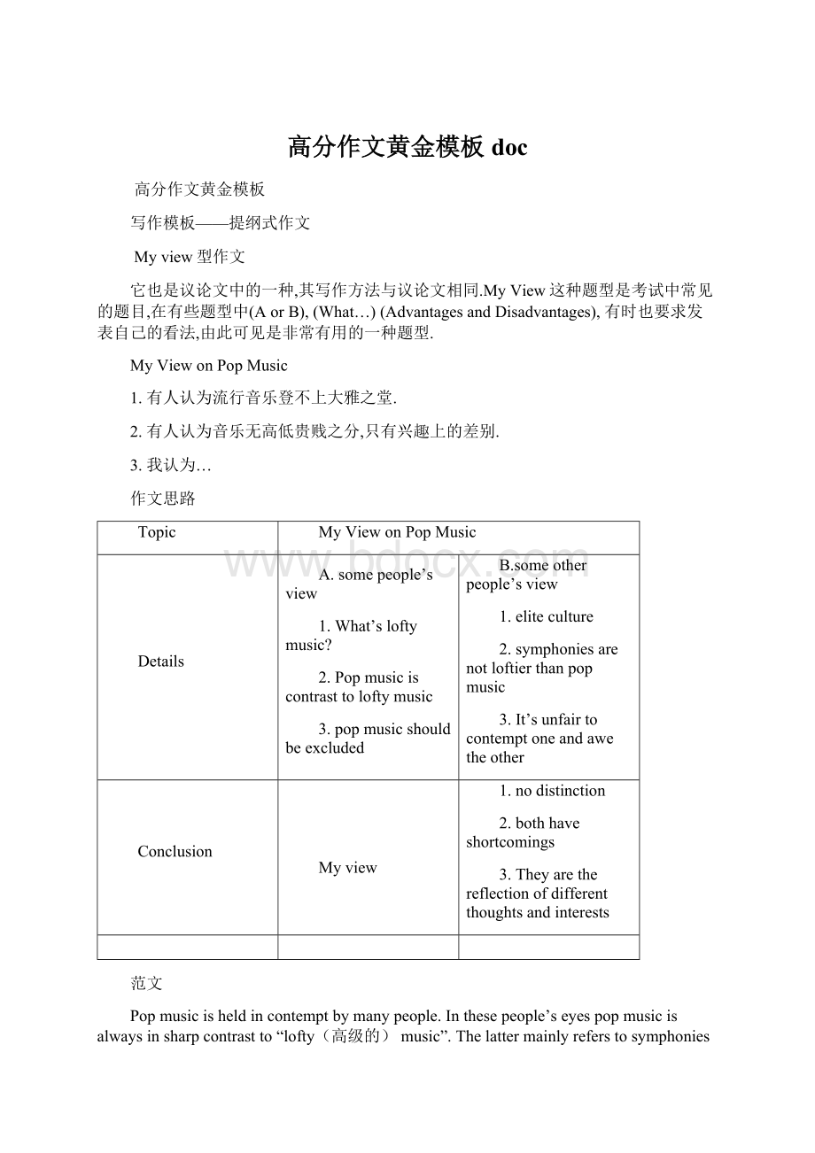 高分作文黄金模板doc.docx_第1页