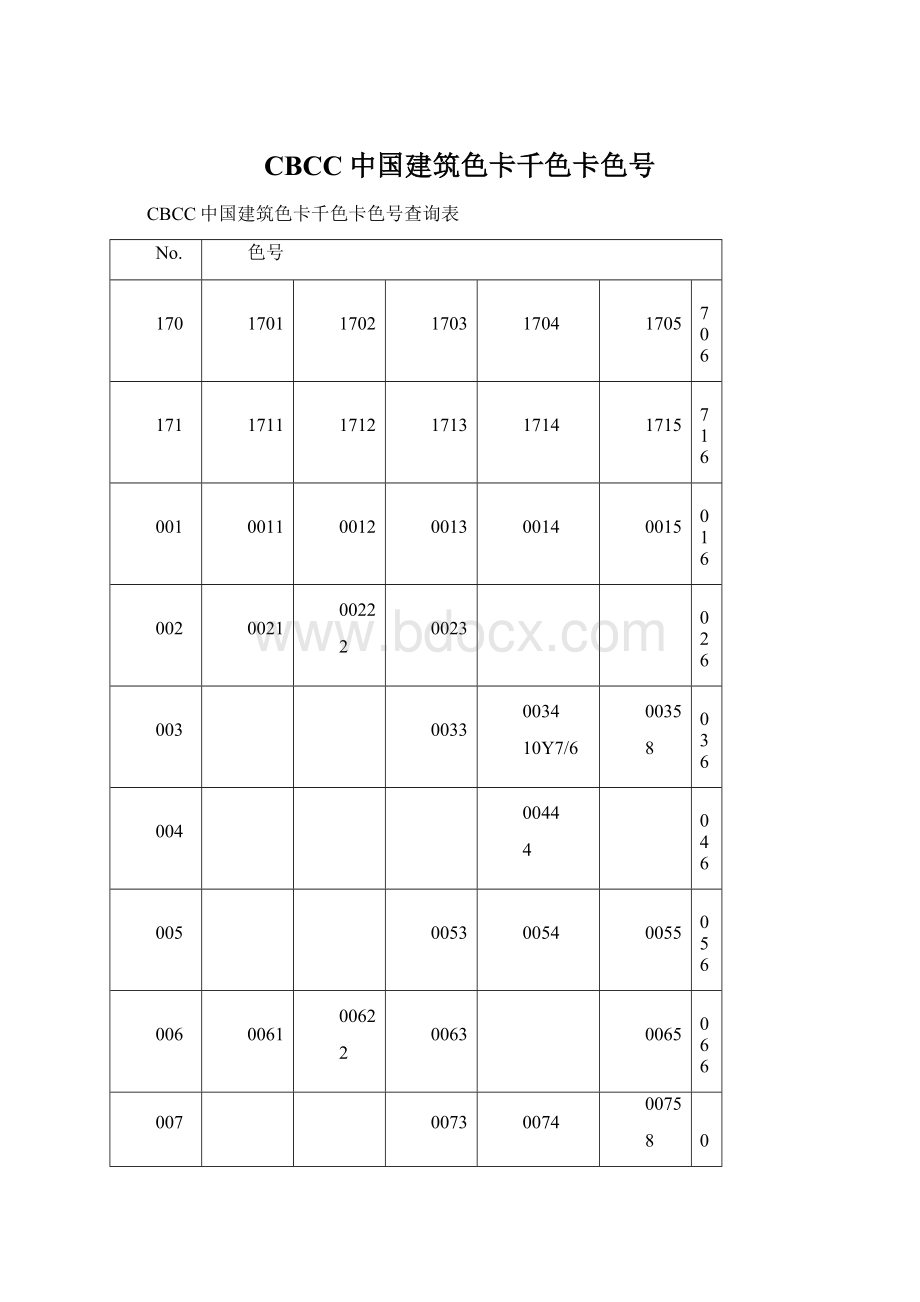 CBCC中国建筑色卡千色卡色号.docx_第1页