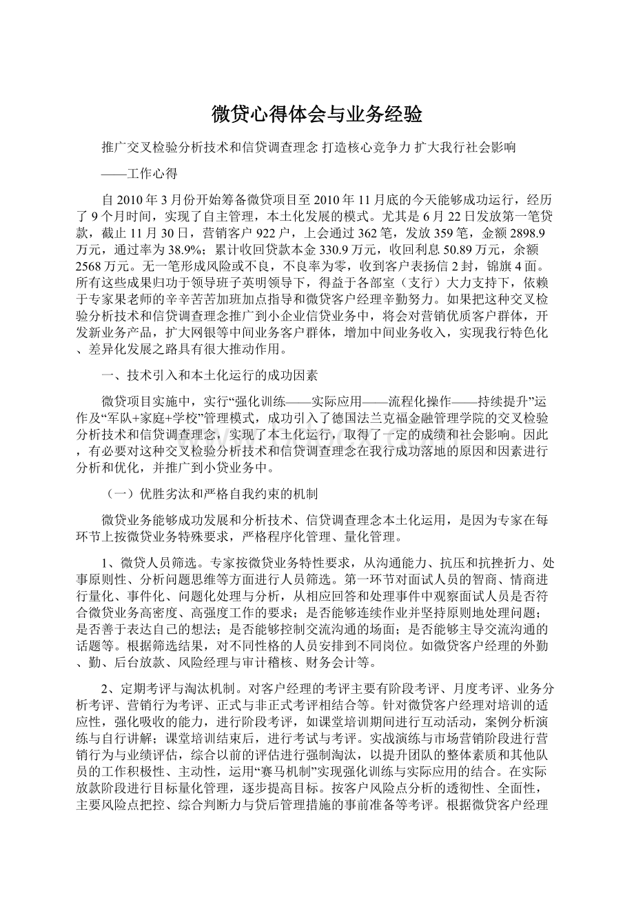 微贷心得体会与业务经验.docx