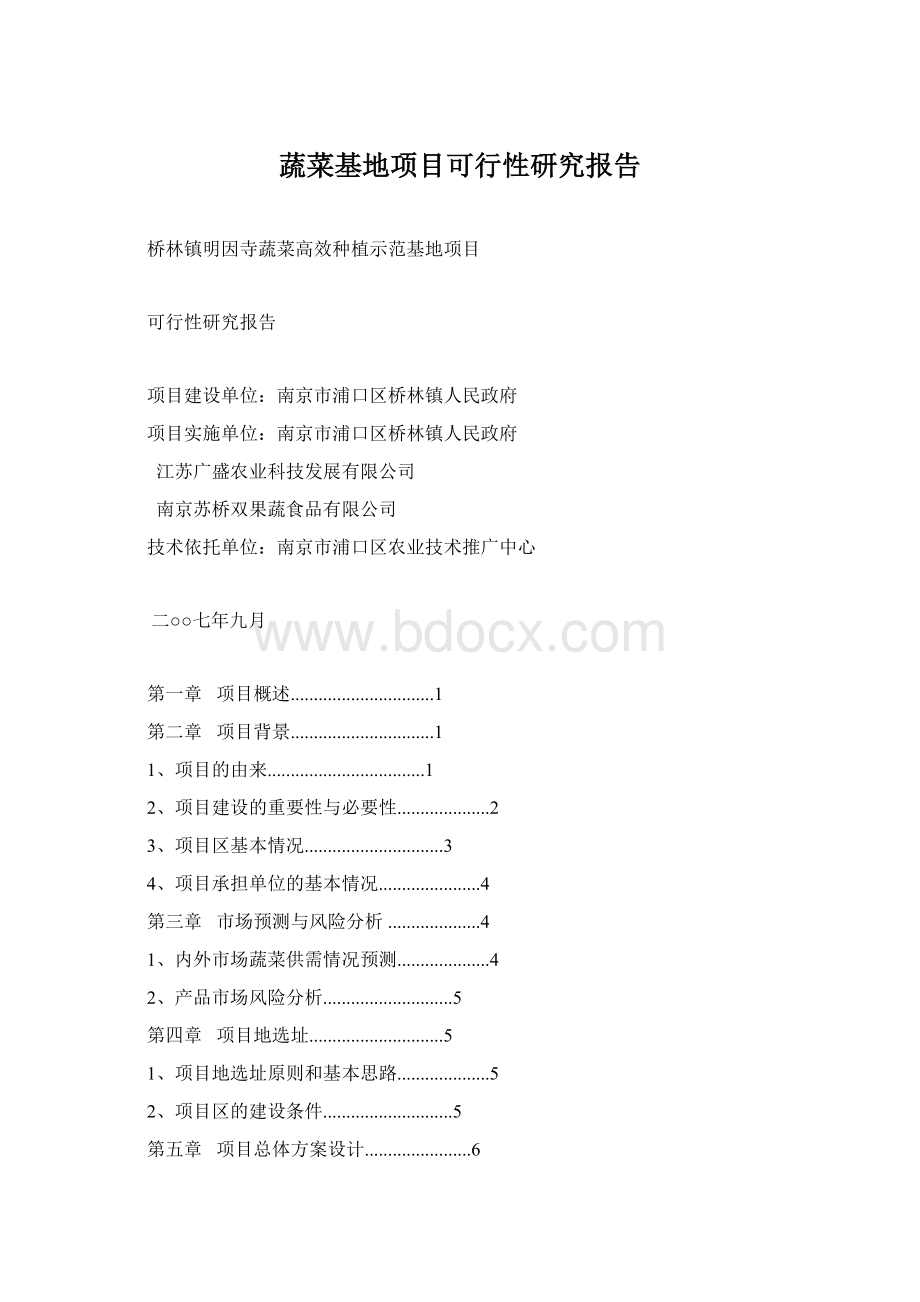 蔬菜基地项目可行性研究报告Word下载.docx_第1页