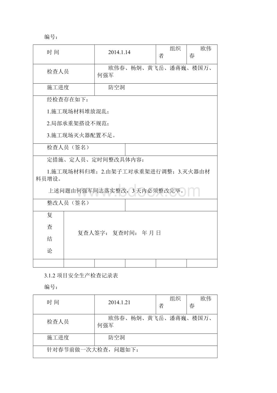 项目安全生产检查记录表修订版.docx_第2页