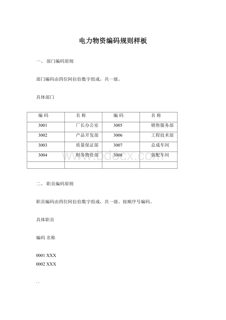 电力物资编码规则样板Word格式文档下载.docx