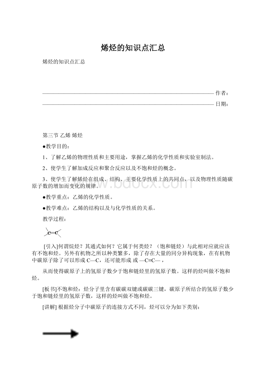 烯烃的知识点汇总.docx