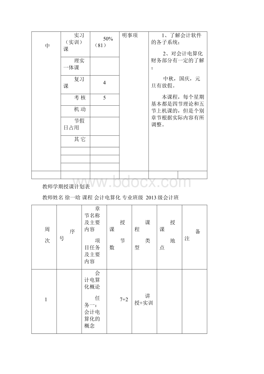 会计电算化学期授课计划新Word文件下载.docx_第2页