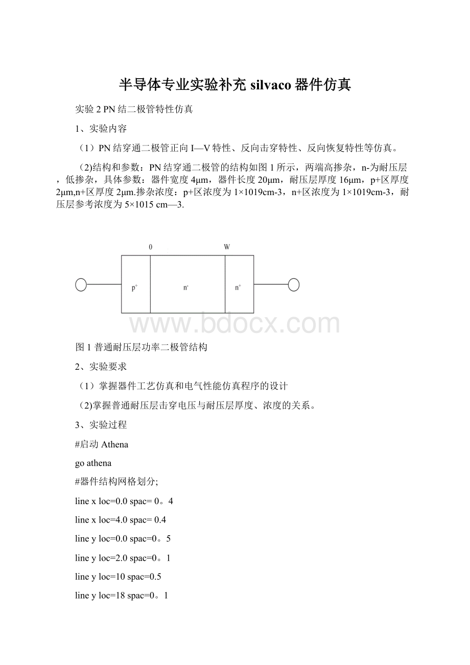 半导体专业实验补充silvaco器件仿真Word文档格式.docx_第1页