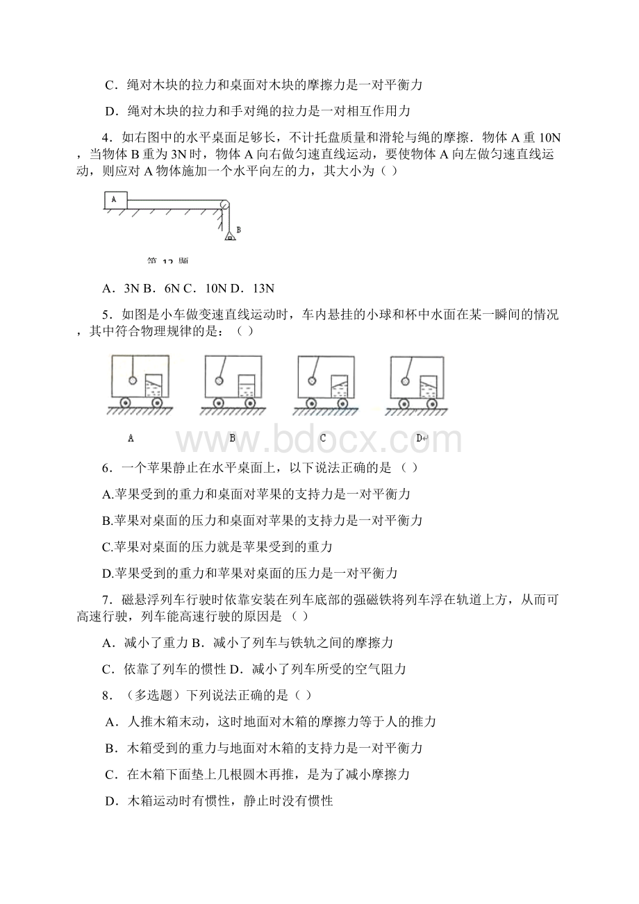 新人教版物理八年级下期中考试难度题集合适合尖子生练习.docx_第2页