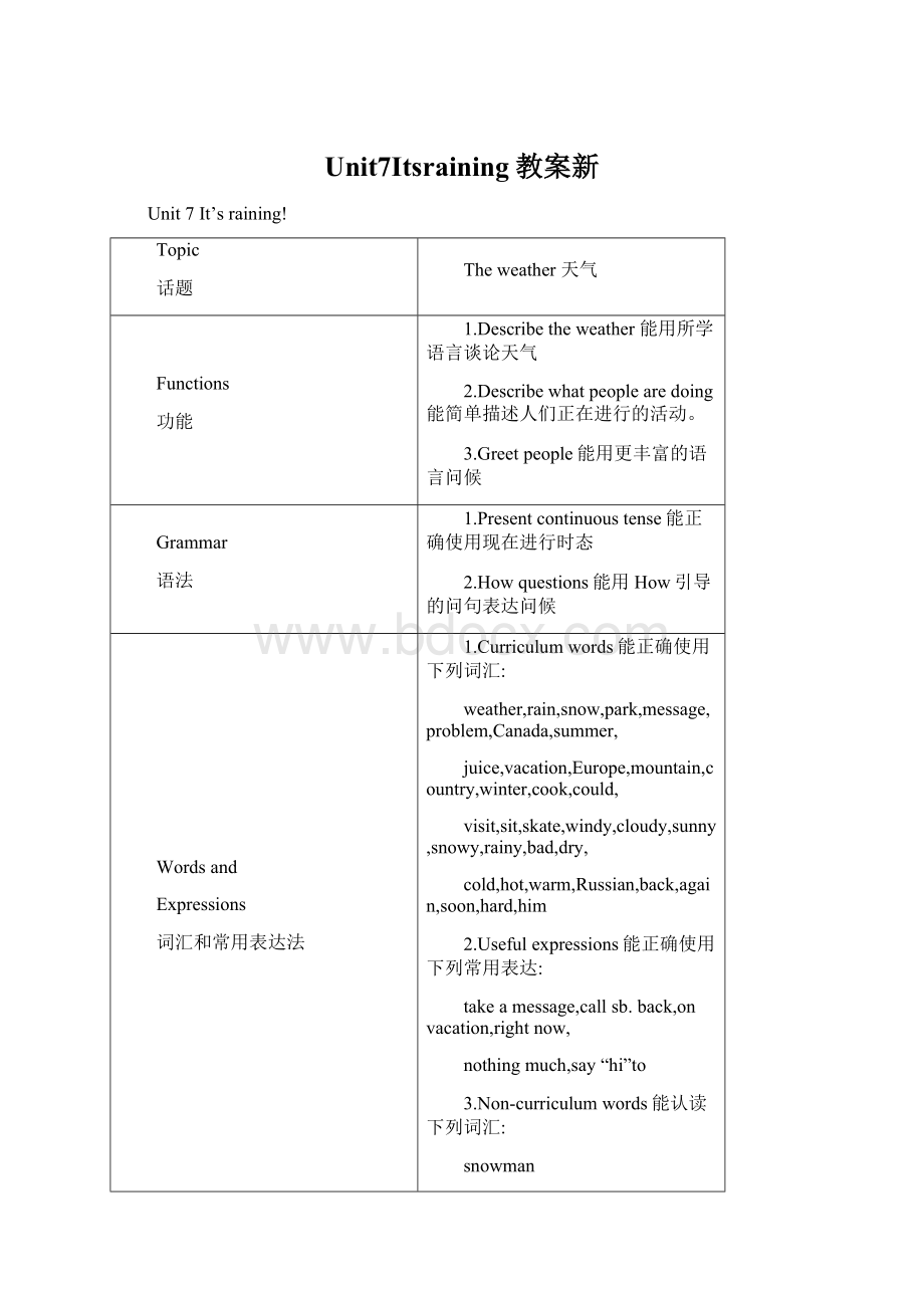 Unit7Itsraining教案新.docx