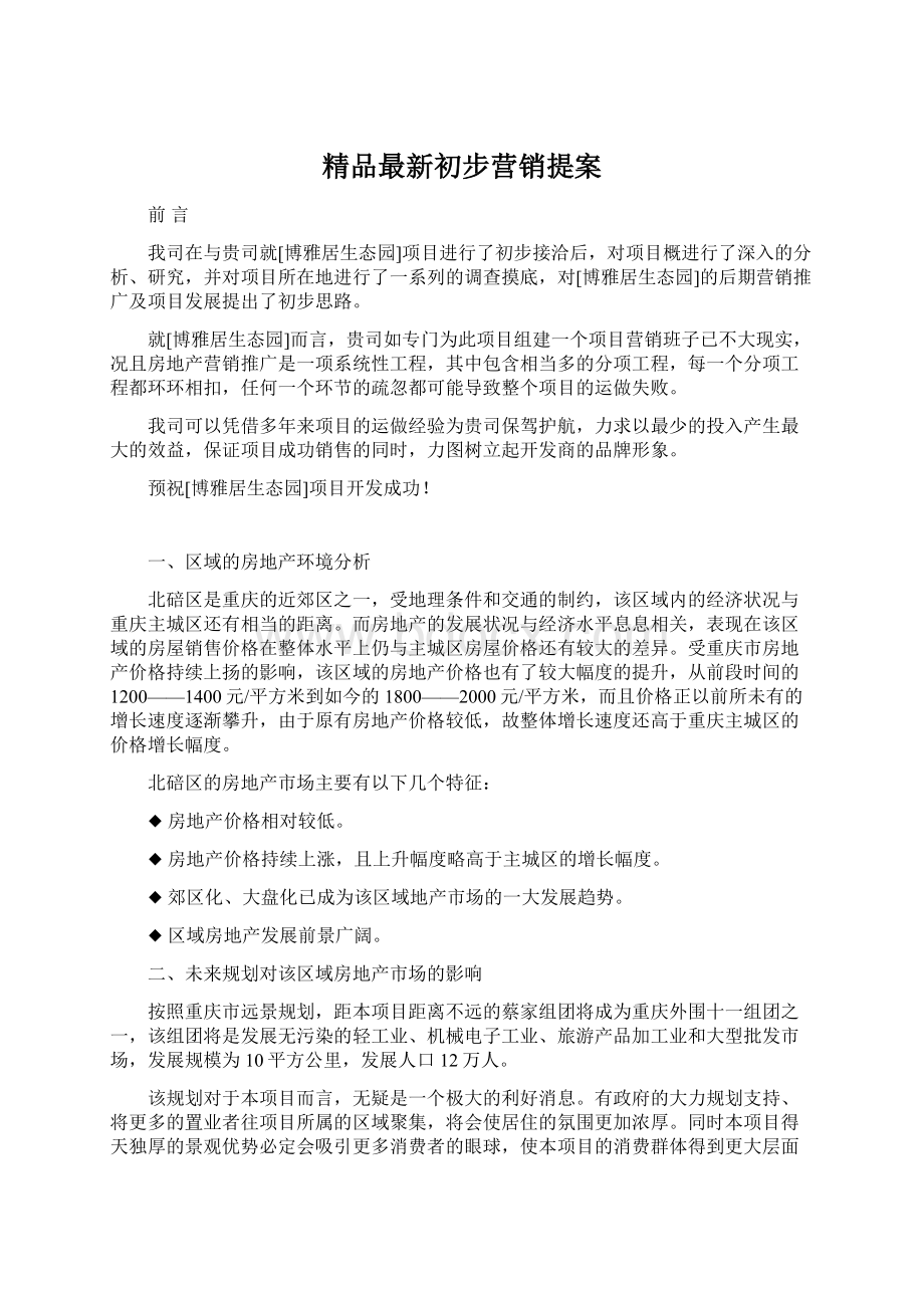 精品最新初步营销提案.docx