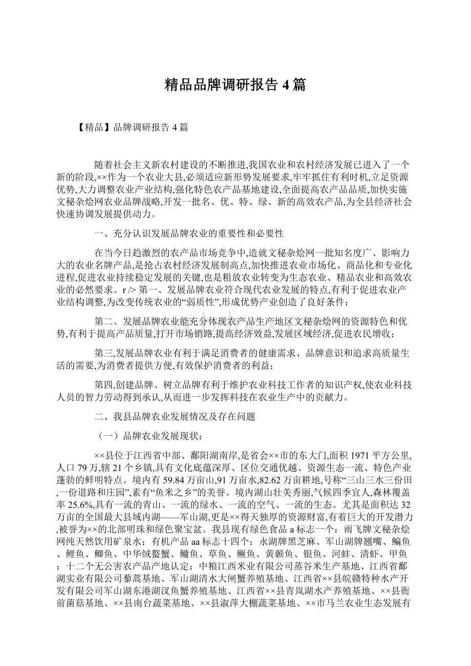 精品品牌调研报告4篇Word文档下载推荐.docx_第1页