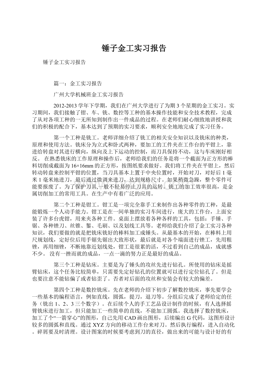 锤子金工实习报告文档格式.docx_第1页