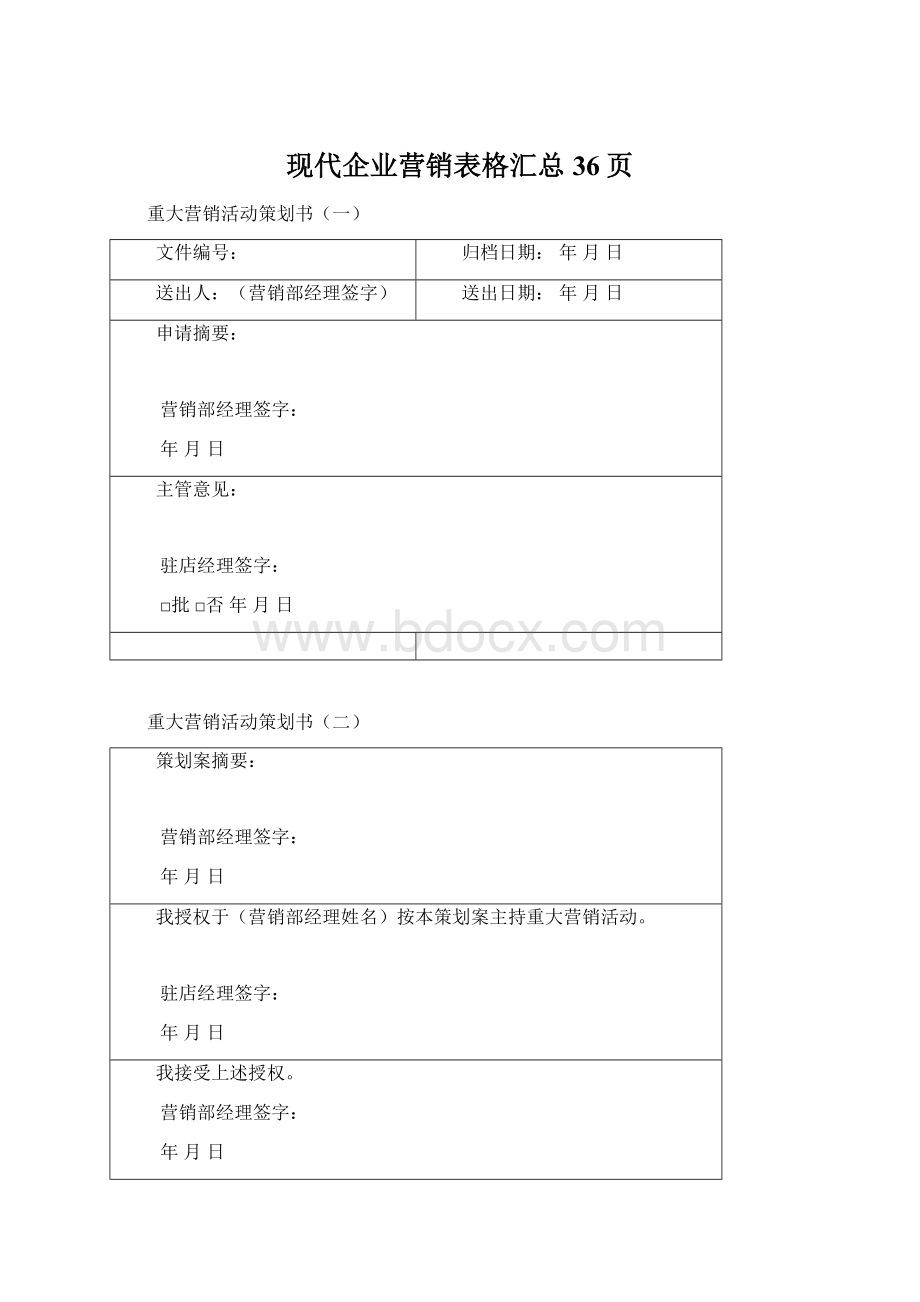 现代企业营销表格汇总36页Word文件下载.docx_第1页