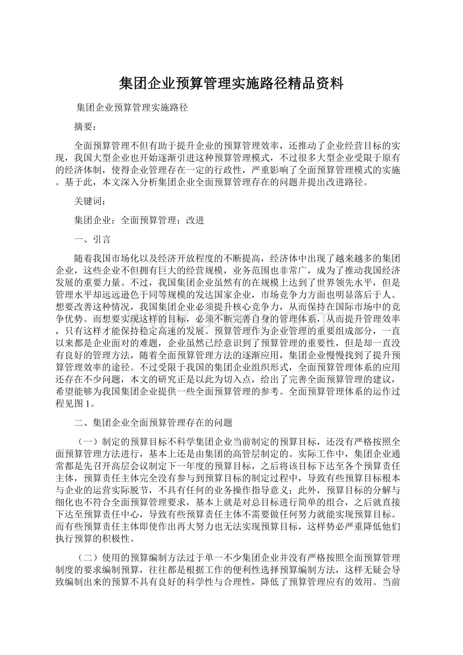 集团企业预算管理实施路径精品资料Word格式.docx_第1页