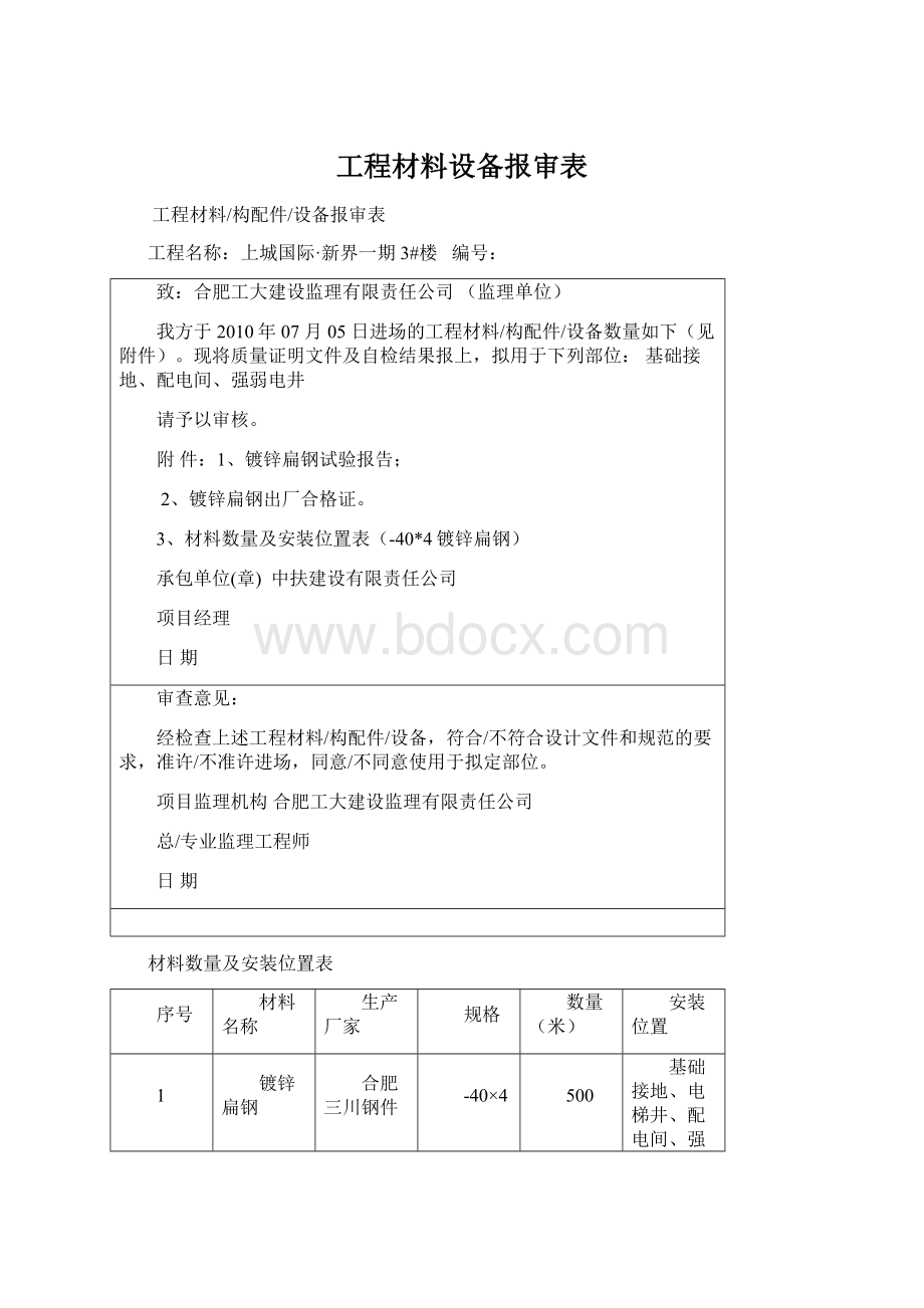 工程材料设备报审表.docx