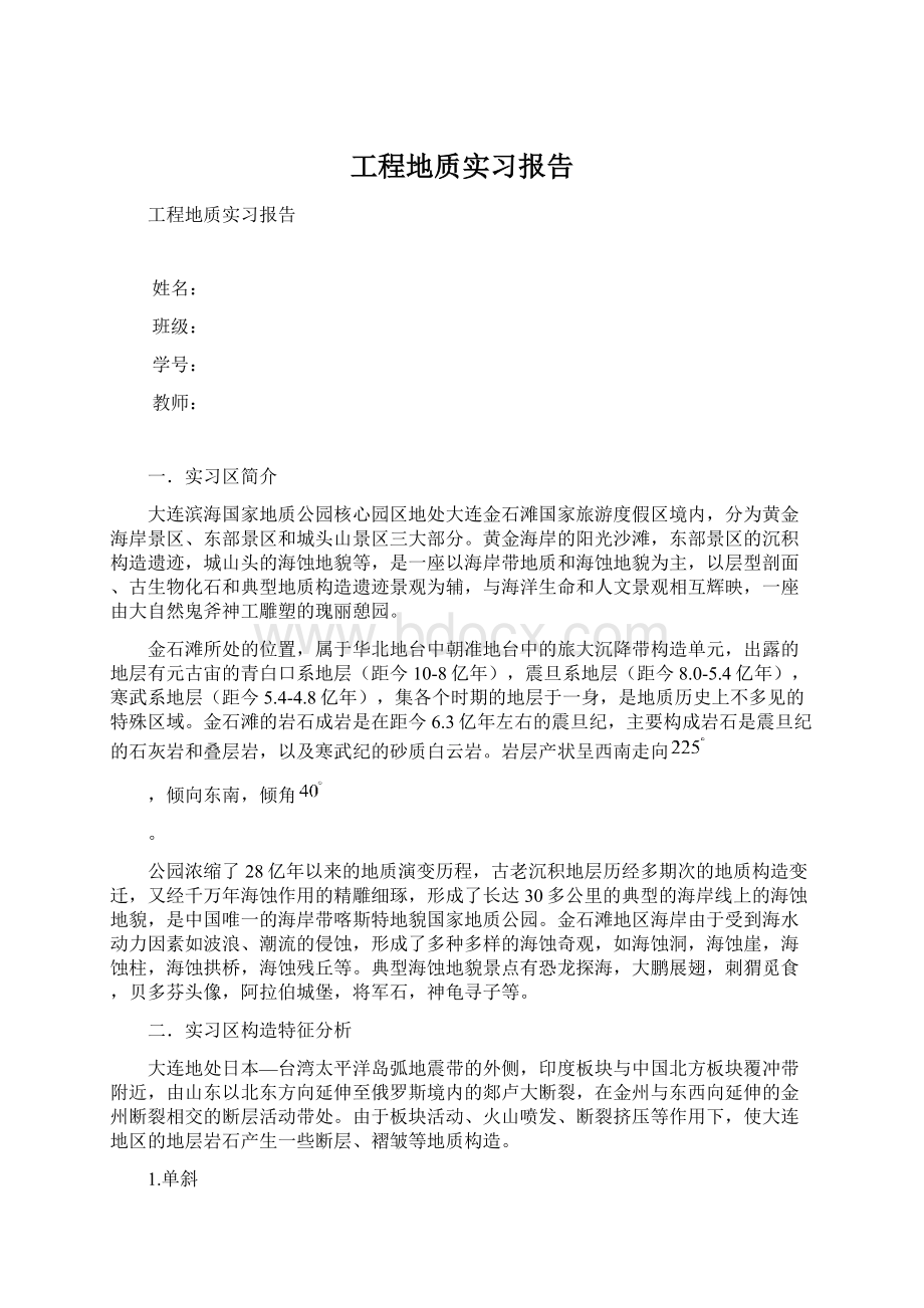 工程地质实习报告文档格式.docx_第1页