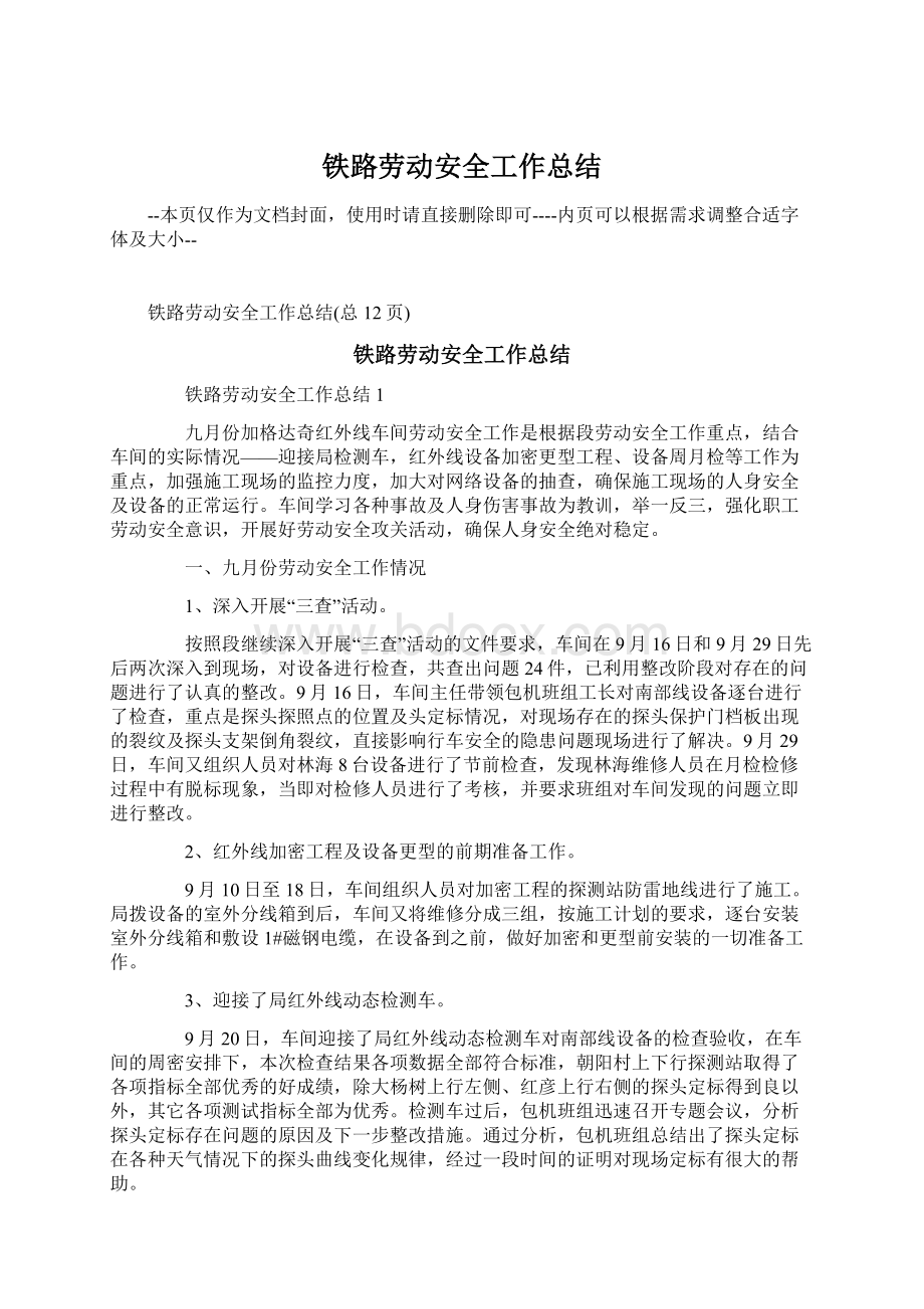 铁路劳动安全工作总结.docx