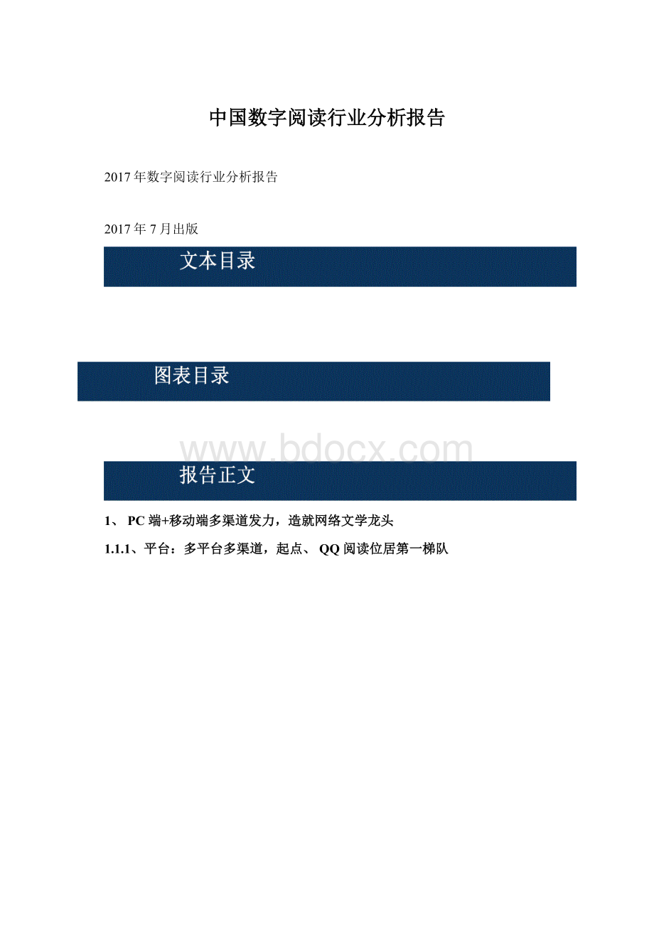 中国数字阅读行业分析报告文档格式.docx