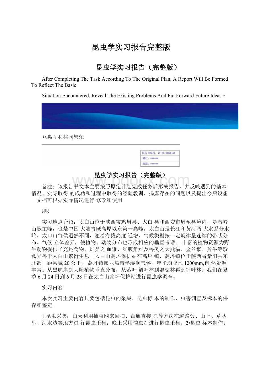 昆虫学实习报告完整版.docx