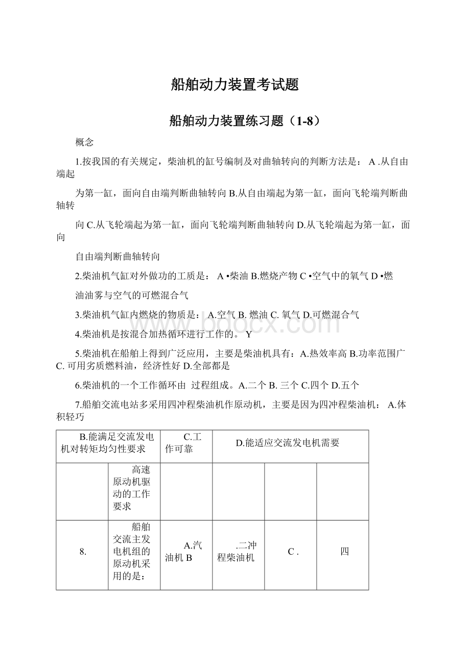 船舶动力装置考试题.docx_第1页