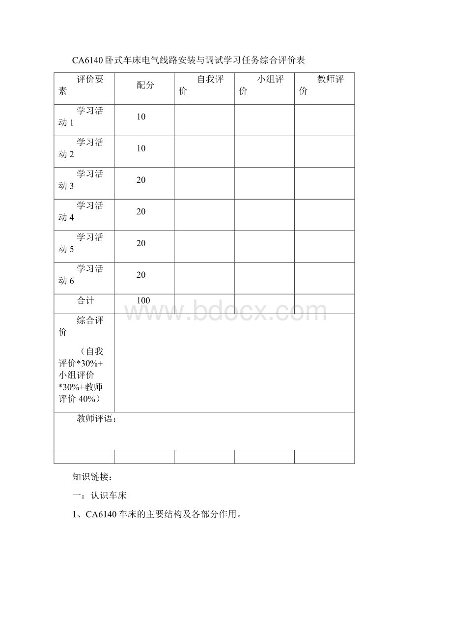 学习活动6 CA6140卧式车床电气控制线路安装与调试工作总结与评价.docx_第3页