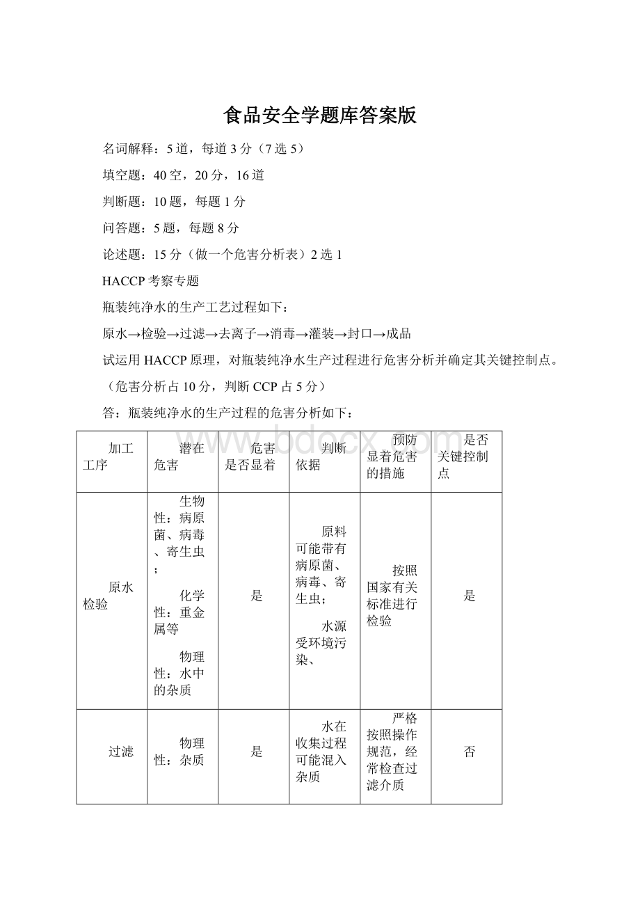 食品安全学题库答案版.docx_第1页