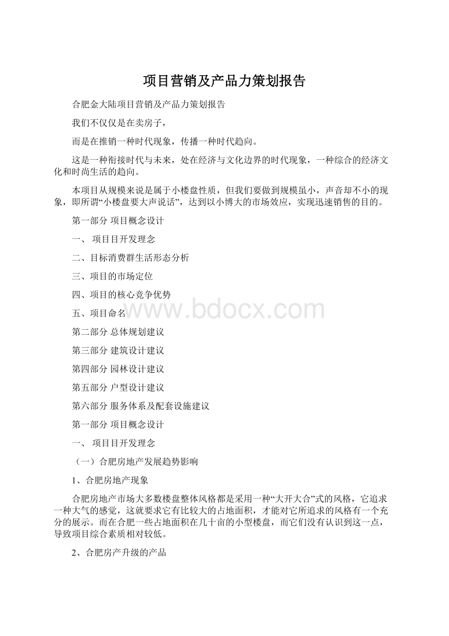 项目营销及产品力策划报告Word格式.docx