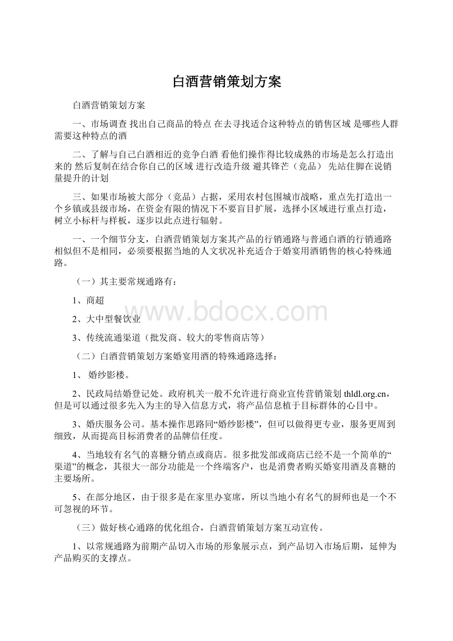 白酒营销策划方案Word格式文档下载.docx