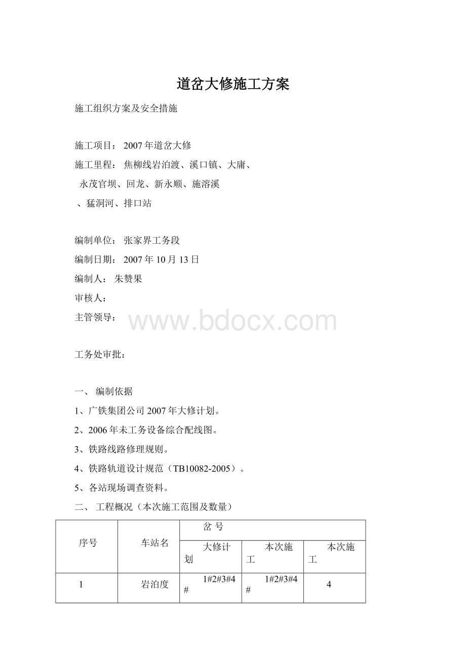 道岔大修施工方案.docx_第1页