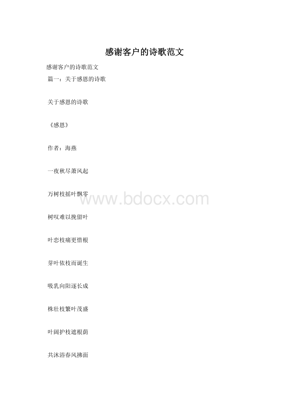 感谢客户的诗歌范文Word文档格式.docx