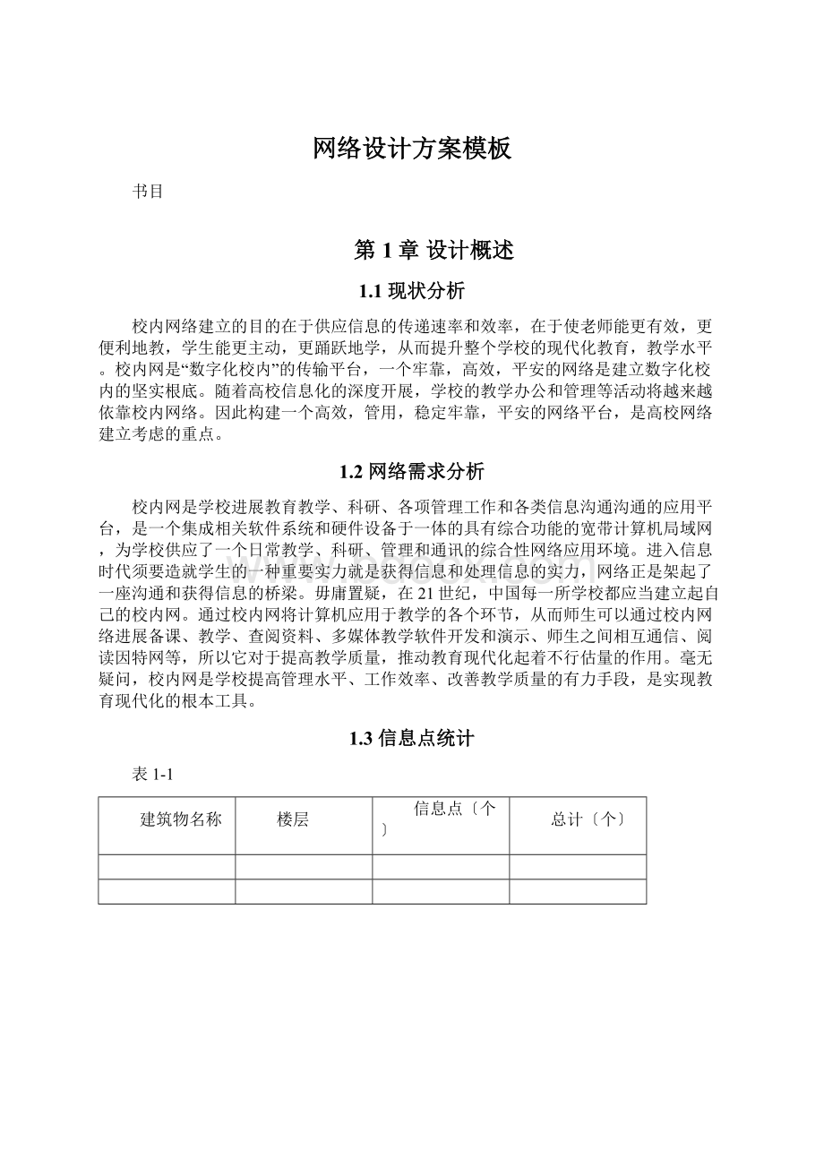 网络设计方案模板文档格式.docx_第1页