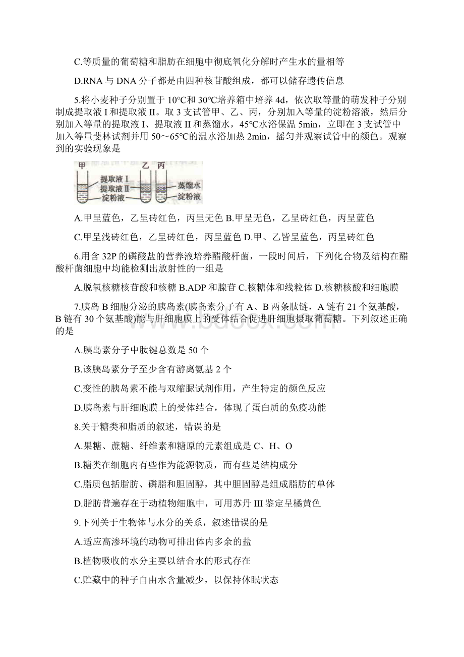 河南省开封市五县联考学年高一生物上学期期末考试试题.docx_第2页