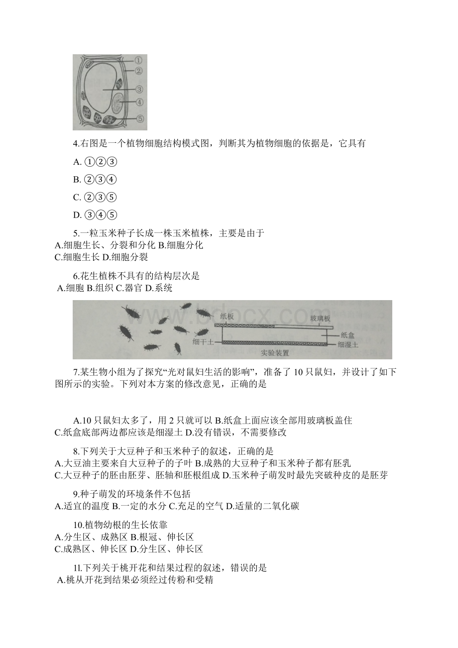 云南省初中学业水平考试生物学试题卷Word格式文档下载.docx_第2页