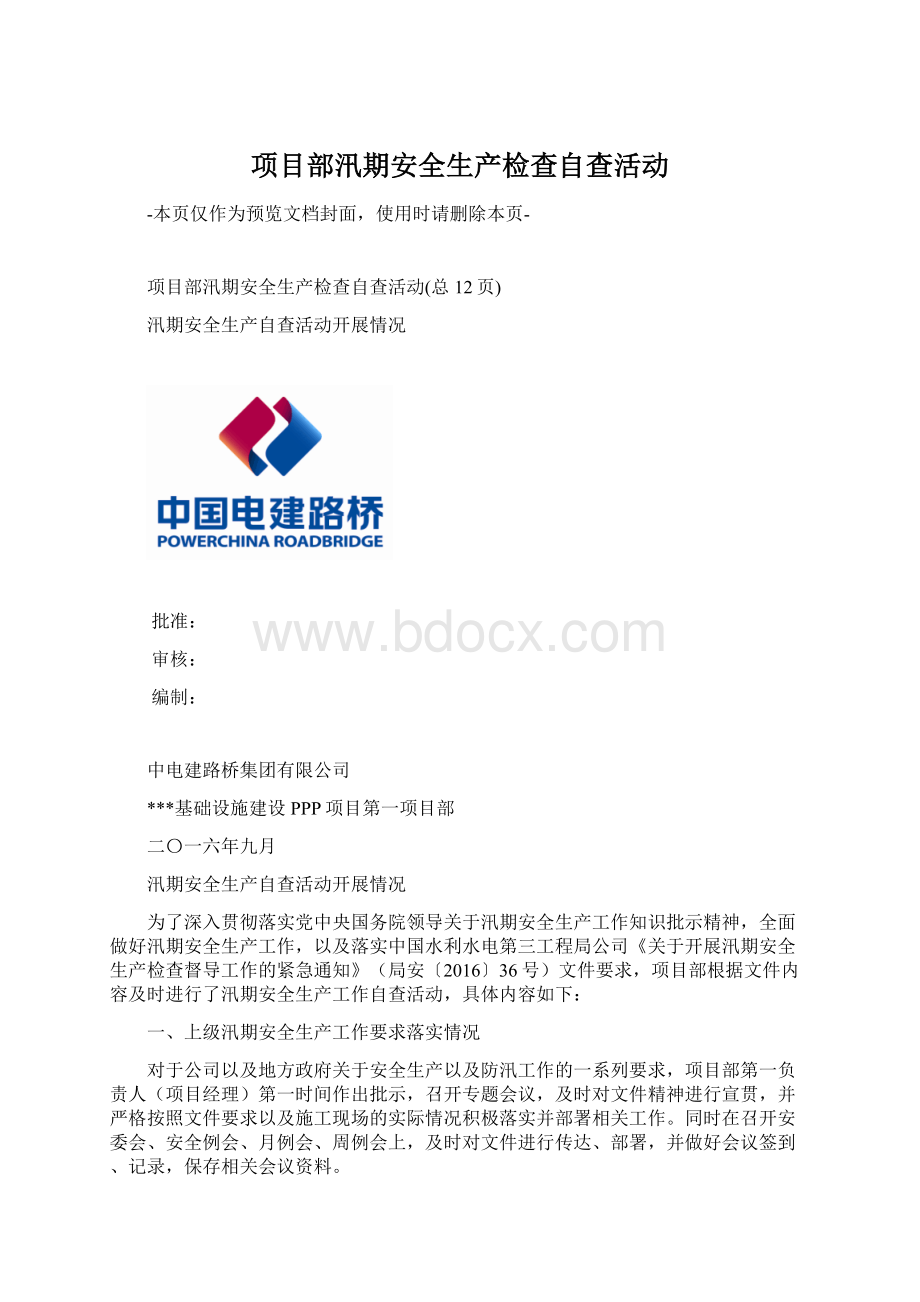 项目部汛期安全生产检查自查活动.docx_第1页