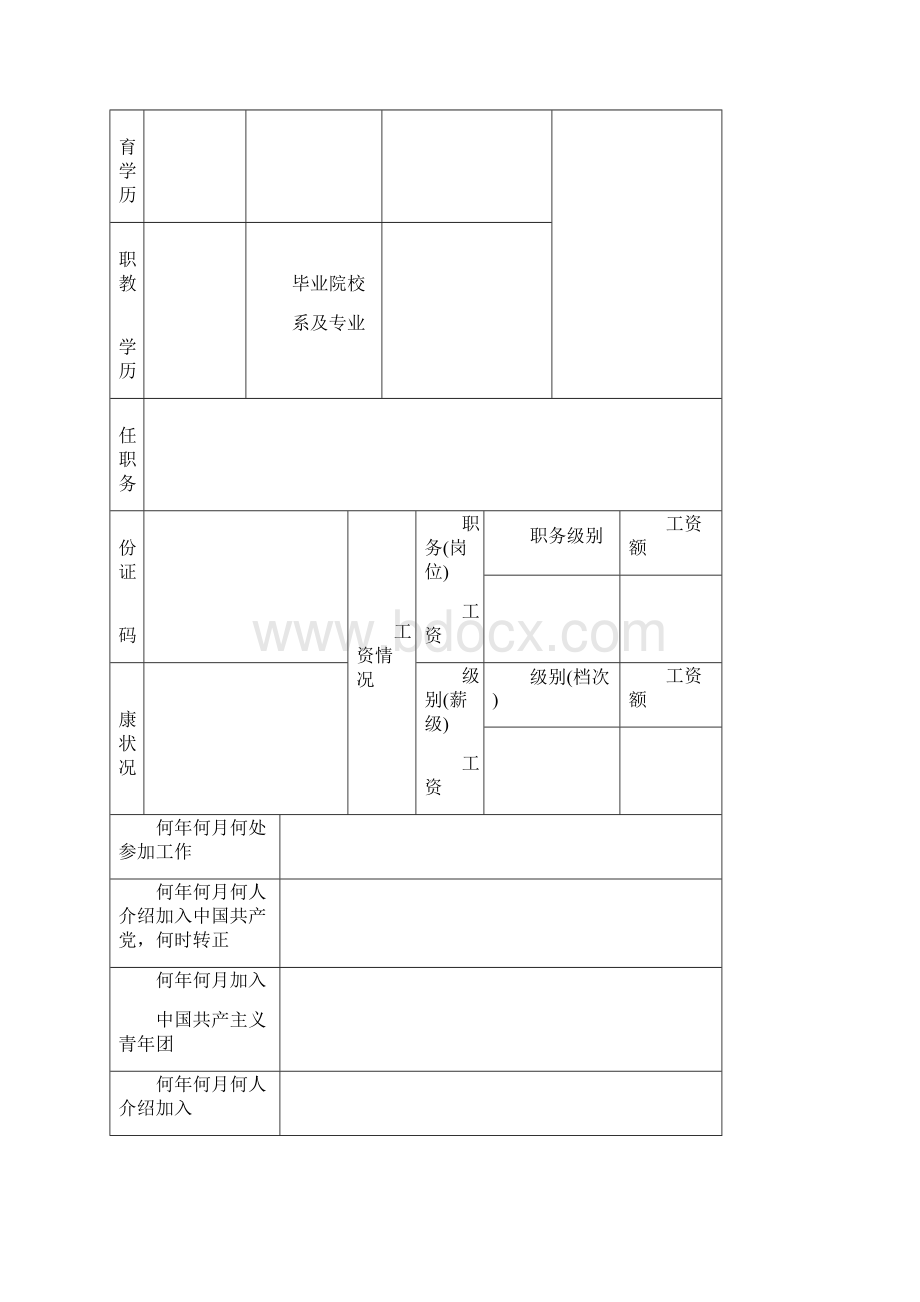 事业单位工作人员个人简历表Word文件下载.docx_第2页