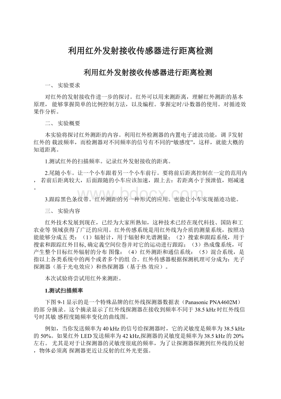 利用红外发射接收传感器进行距离检测Word下载.docx